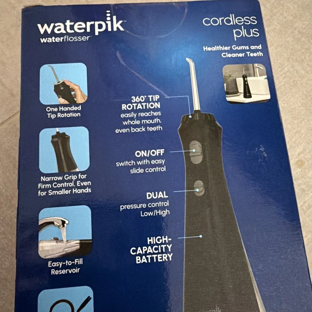 Waterpik Cordless Plus Water Flosser Rechargeable WP-462 BLACK NEW in box unopen